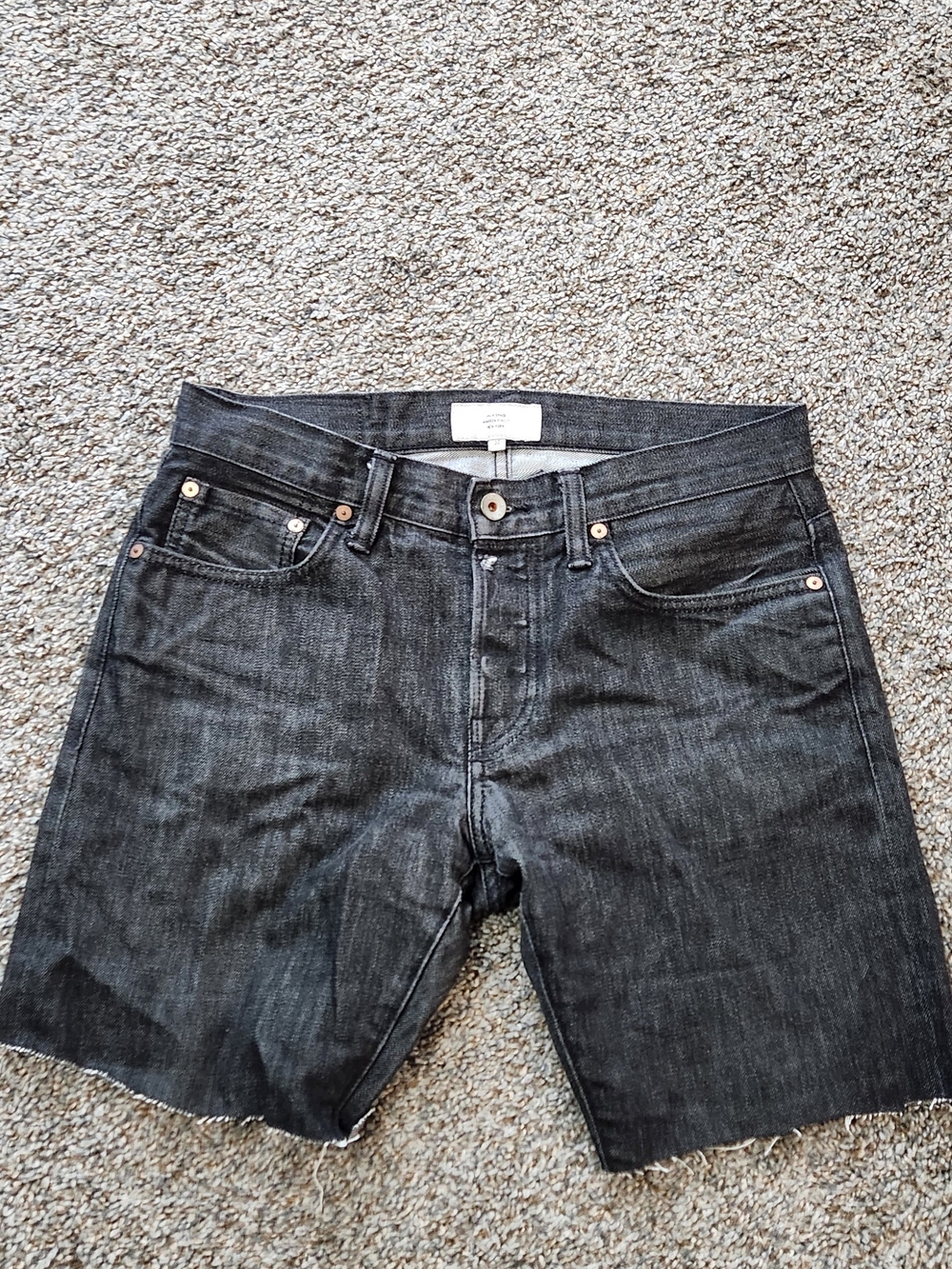 Jack Spade Black Raw Denim Cut-Off Shorts